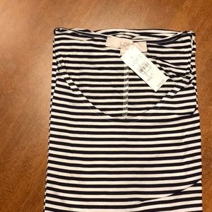 Loft sleeveless striped T shirt.